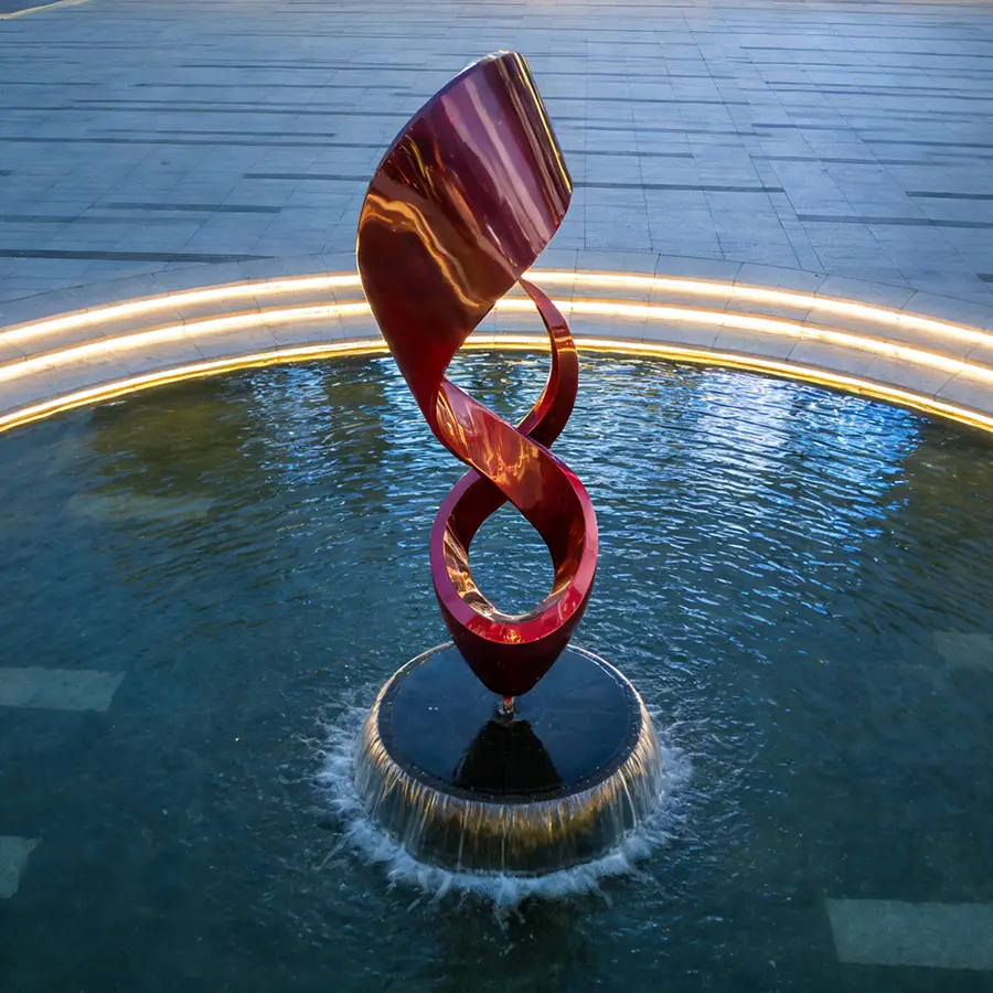 Abstract Red Stainless Steel Sculpture for Public Plaza & Urban Landscape