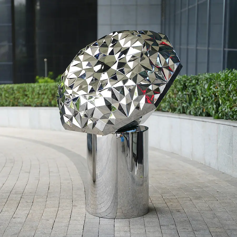 Stainless Steel Diamond Sculpture for Interior Decor | Modern Geometric Art Installation