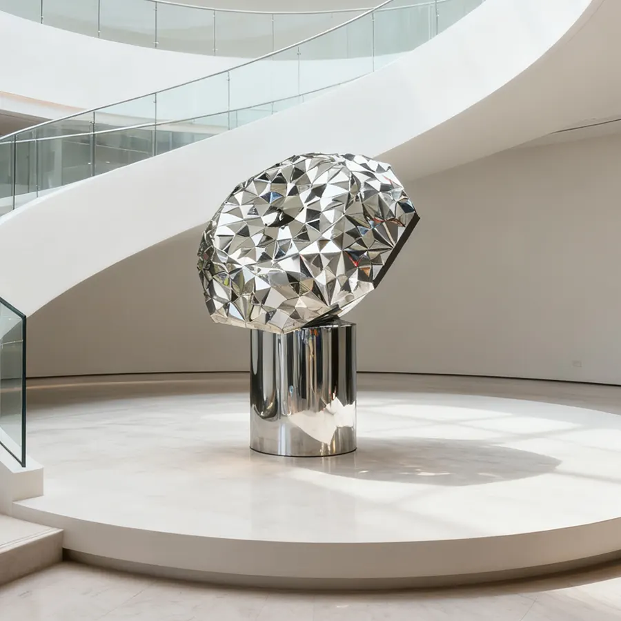 Stainless Steel Diamond Sculpture for Interior Decor | Modern Geometric Art Installation