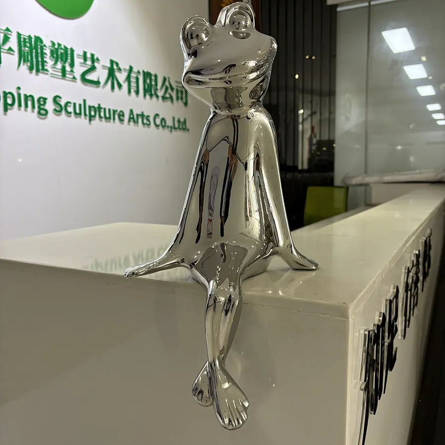 Modern Stainless Steel Frog Sculpture for Interior Home & Garden Decor