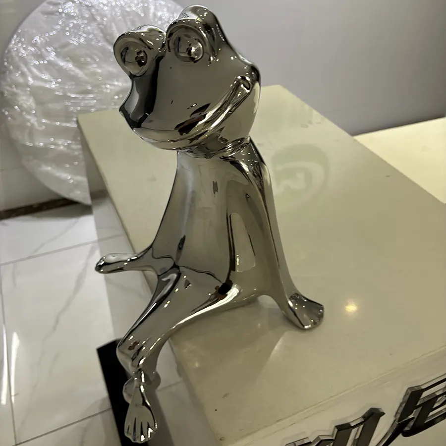 Modern Stainless Steel Frog Sculpture for Interior Home & Garden Decor