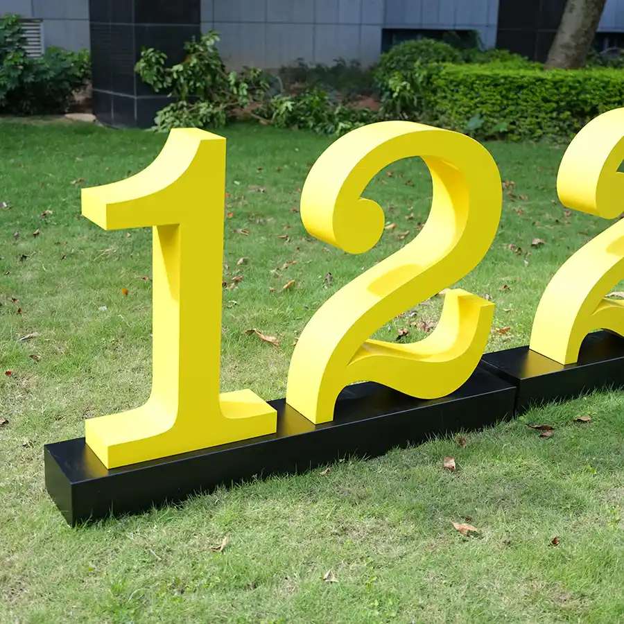Golden Stainless Steel Number Sculpture | Custom Large Number Art for Mall & Event Decoration