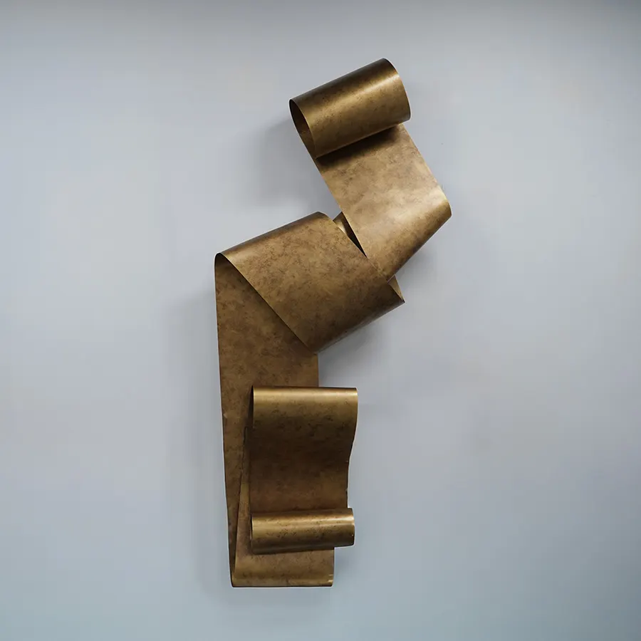 Antique Bronze Stainless Steel Ribbon Wall Sculpture | Luxury Hotel & Lobby Wall Art