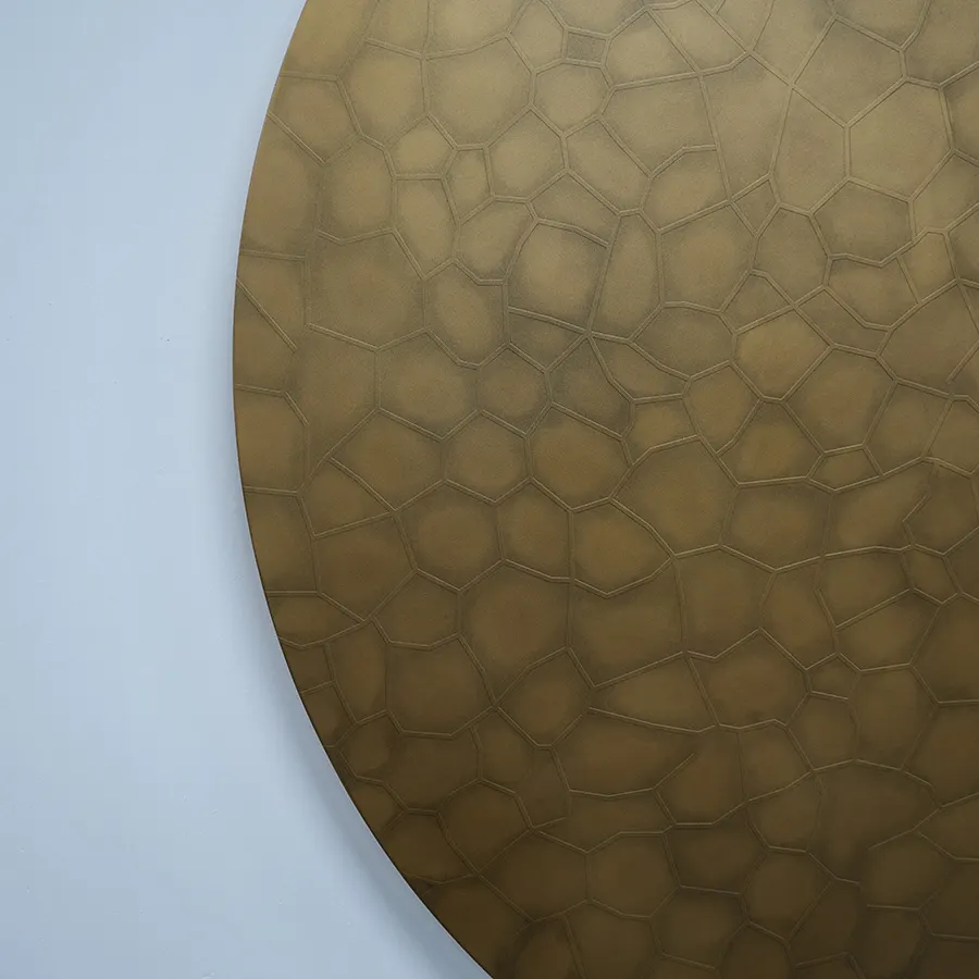 Golden Stainless Steel Round Wall Sculpture | Luxury Hotel Lobby & Interior Art Decor