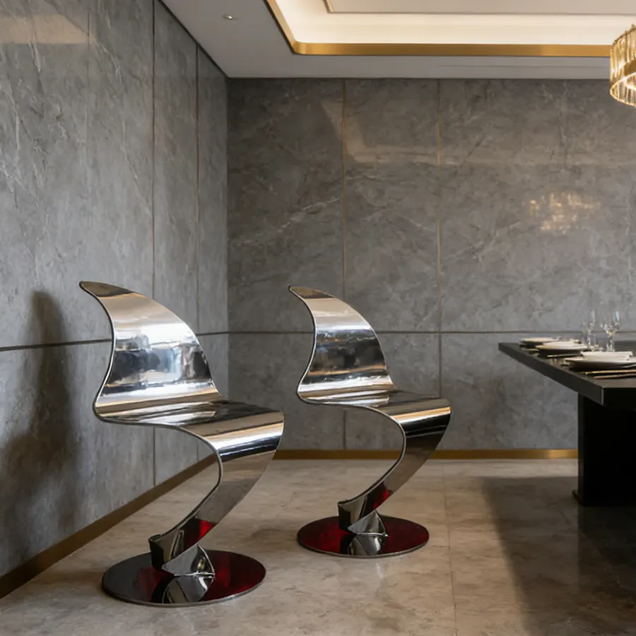 Modern Stainless Steel Sculptural Chair – Mirror Polished Art Furniture for Luxury Interiors