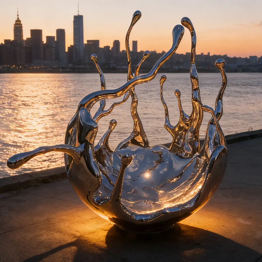 Large Abstract Stainless Steel Sculpture for Outdoor Plaza & Fountain Installation