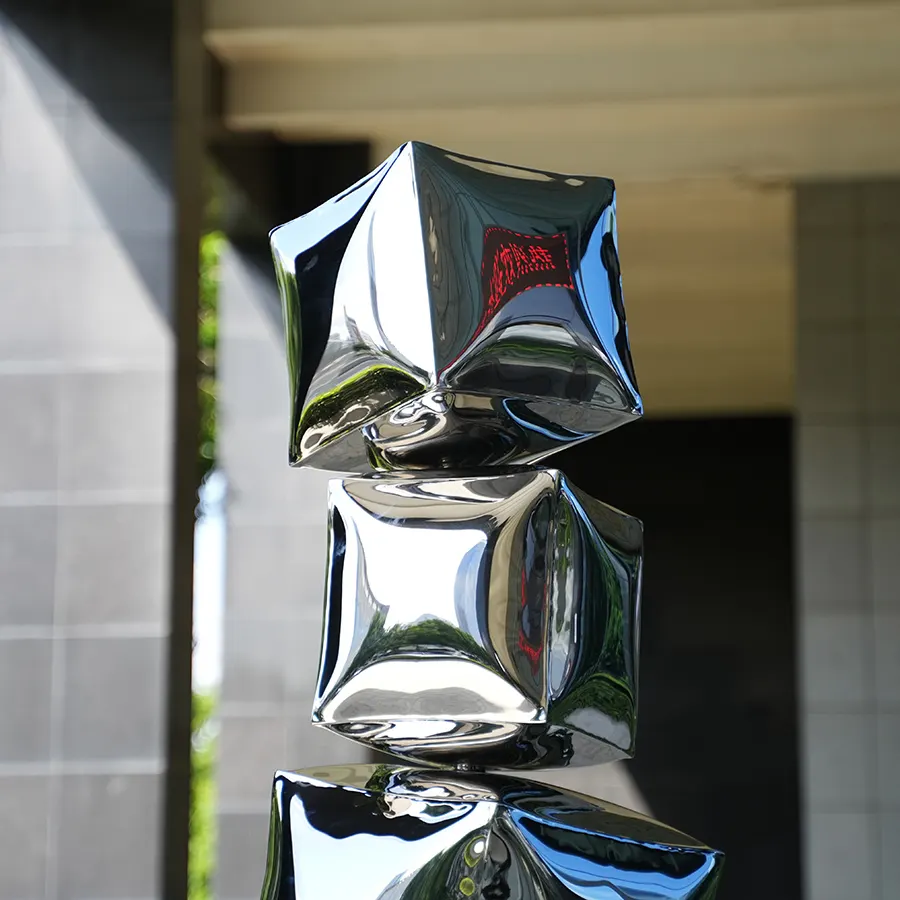 Modern Stainless Steel Stacked Cube Sculpture for Interior Decor