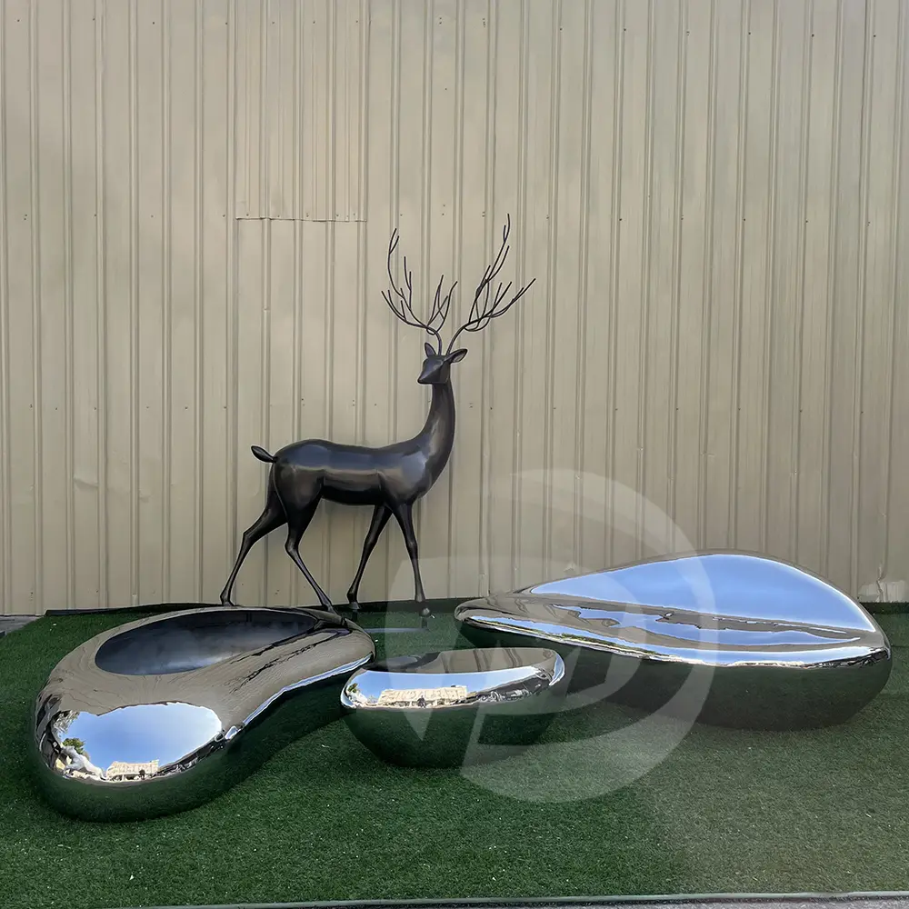 Metal Art Outdoor Stainless Steel Cobblestone Chair for Garden Decoration MP-O0112
