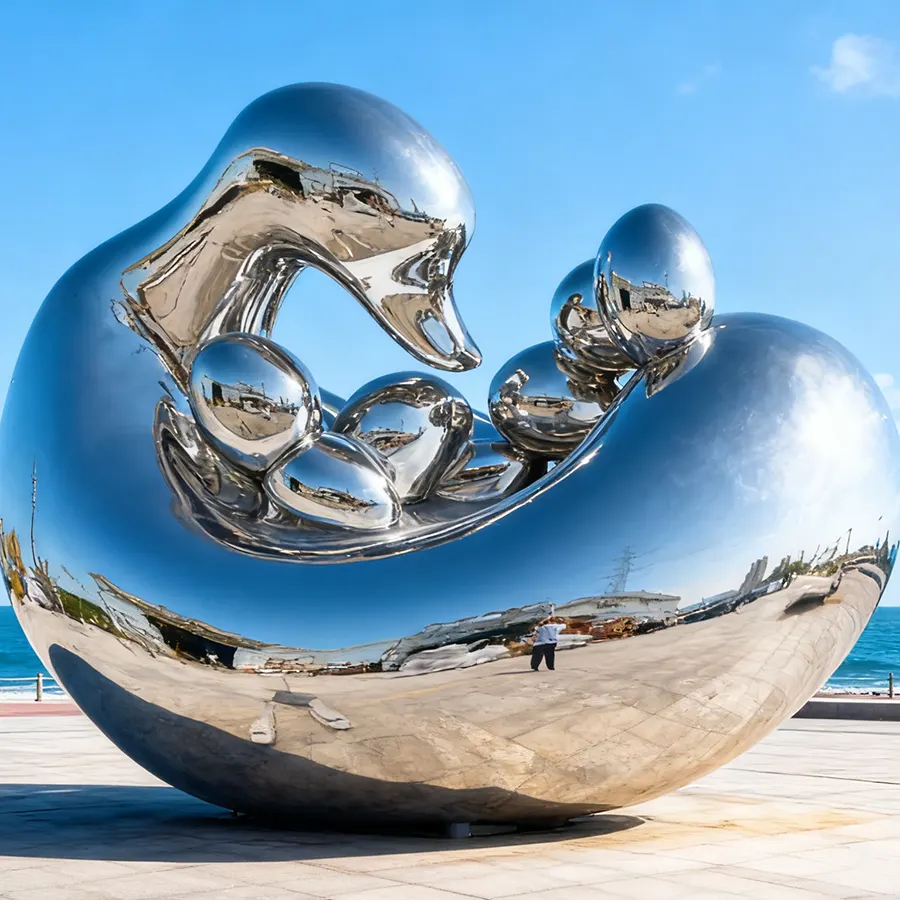 Stainless Steel Swan Sculpture | Modern Outdoor Metal Art for Plaza & Seaside Decoration