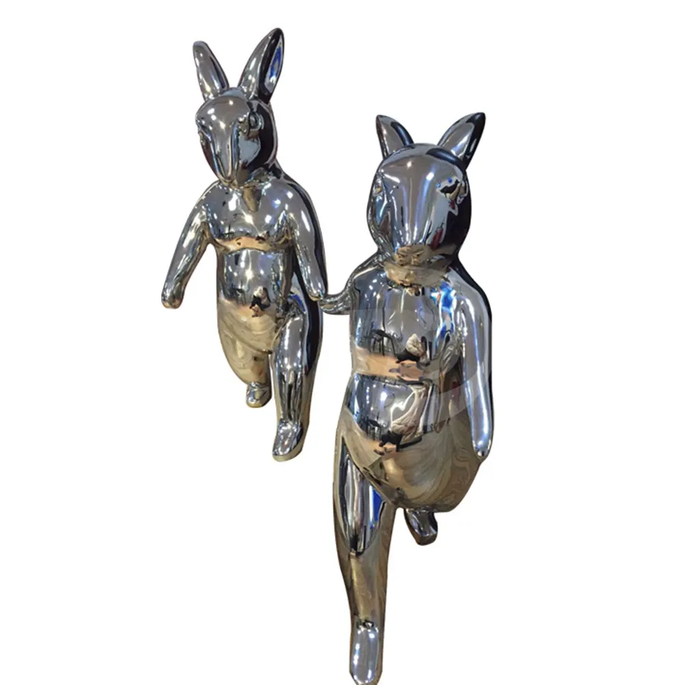 Outdoor Garden Modern Metal Art Animal Statue Stainless Steel Rabbit Sculpture MP-O0116