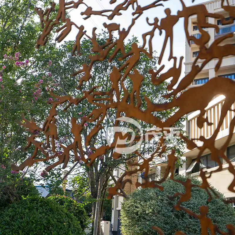 Creative corten steel tree sculpture for yard decoration