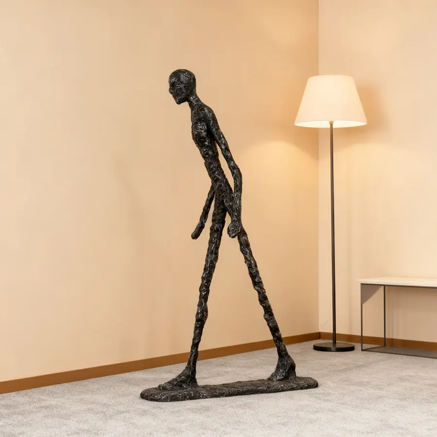 Fiberglass Walking Man Sculpture | Modern Abstract Art Statue for Interior Decoration