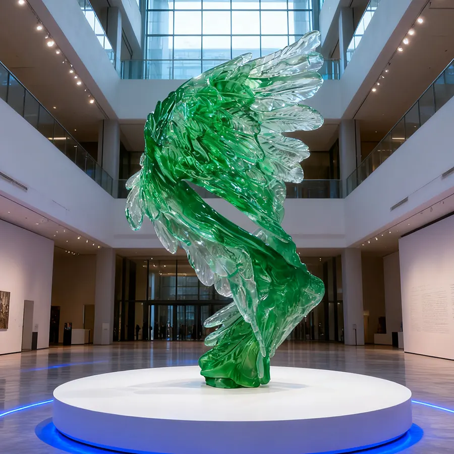 Transparent Resin Wing Sculpture – Modern Interior Art for Luxury Spaces