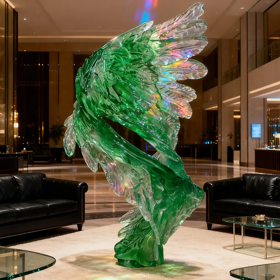 Transparent Resin Wing Sculpture – Modern Interior Art for Luxury Spaces