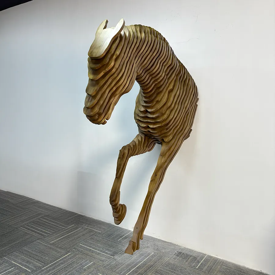 Wooden Horse Wall Sculpture | 3D Layered Wall Art for Modern Interior Decoration