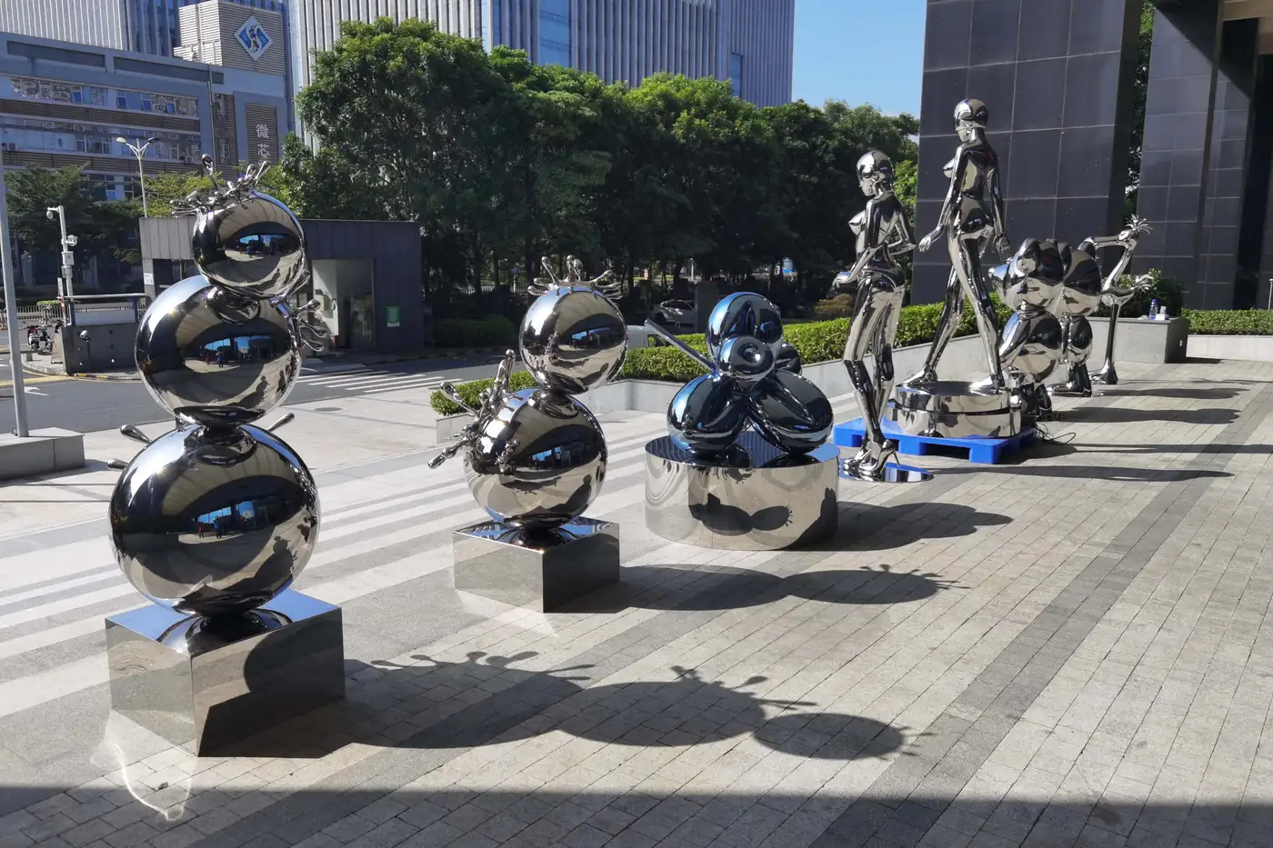 Installed sculpture on a plaza