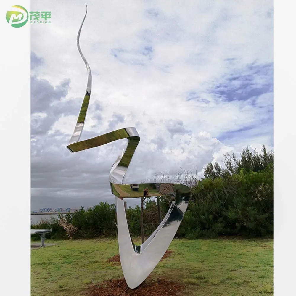 Abstract Ribbon Metal Stainless Steel Sculpture