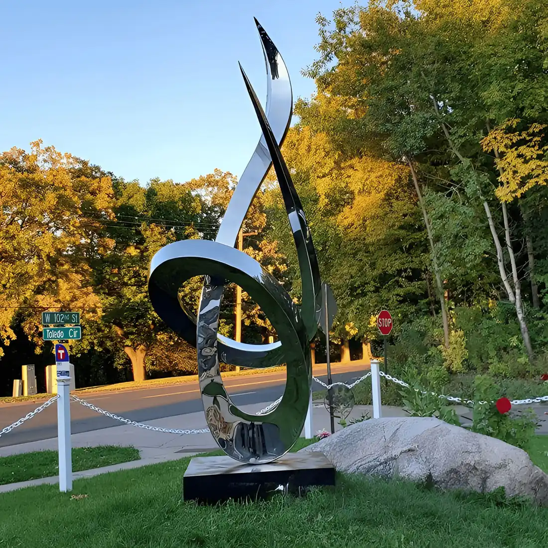 Abstract Ribbon Stainless Steel Sculpture