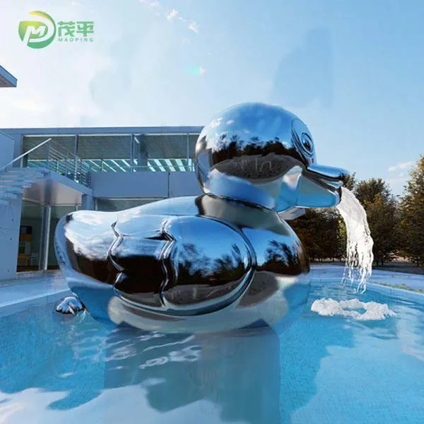 Animal Duck Fountain Stainless Steel Sculpture