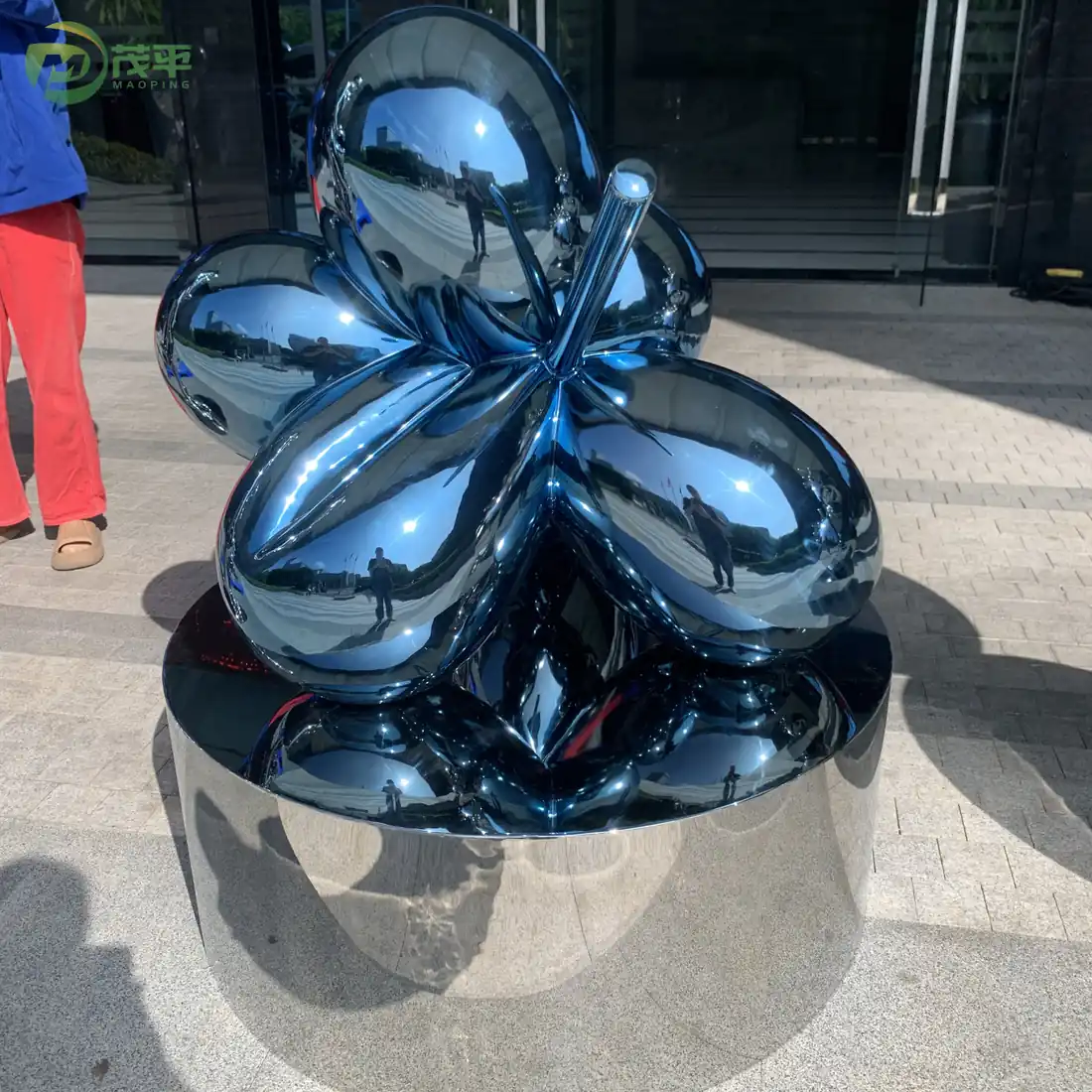 Polished Blue Balloon Flower Stainless Steel Sculpture