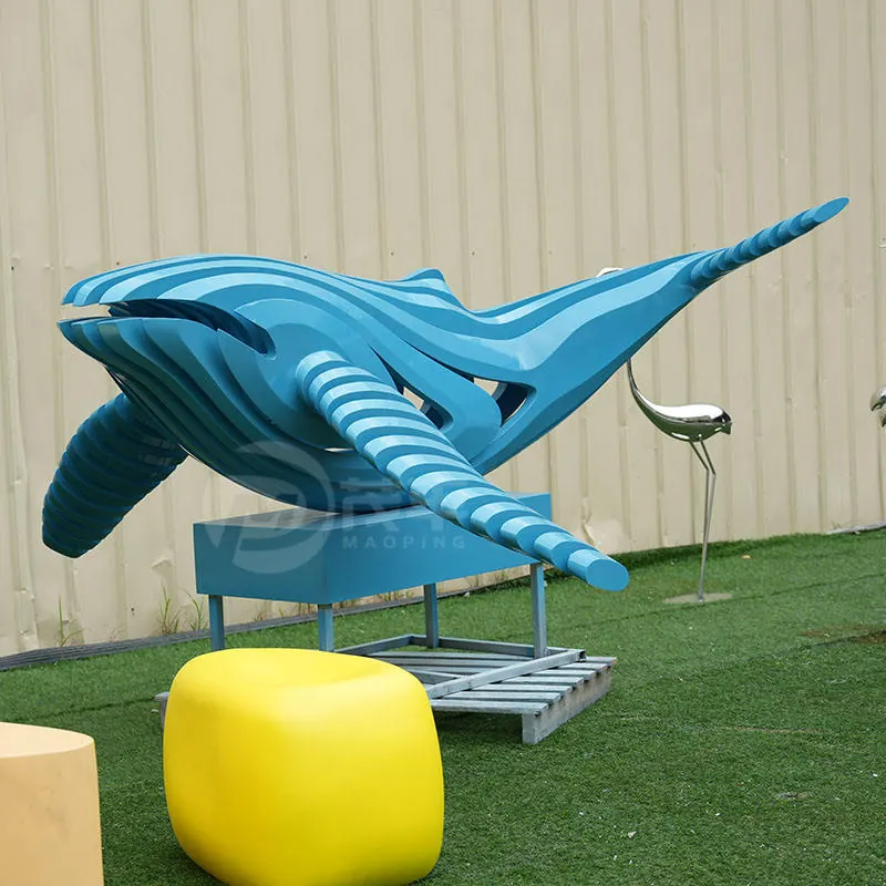 Blue Whale Metal Stainless Steel Sculpture