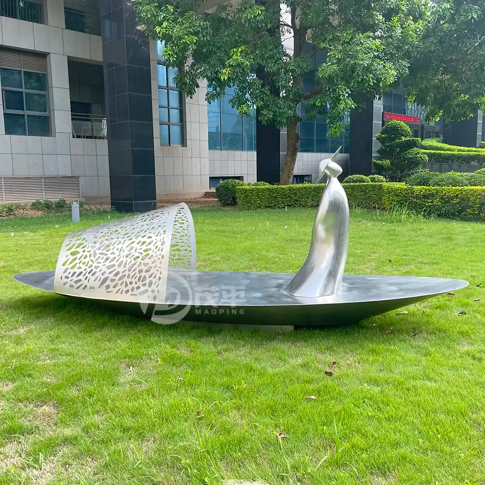 Boat Figure Stainless Steel Sculpture