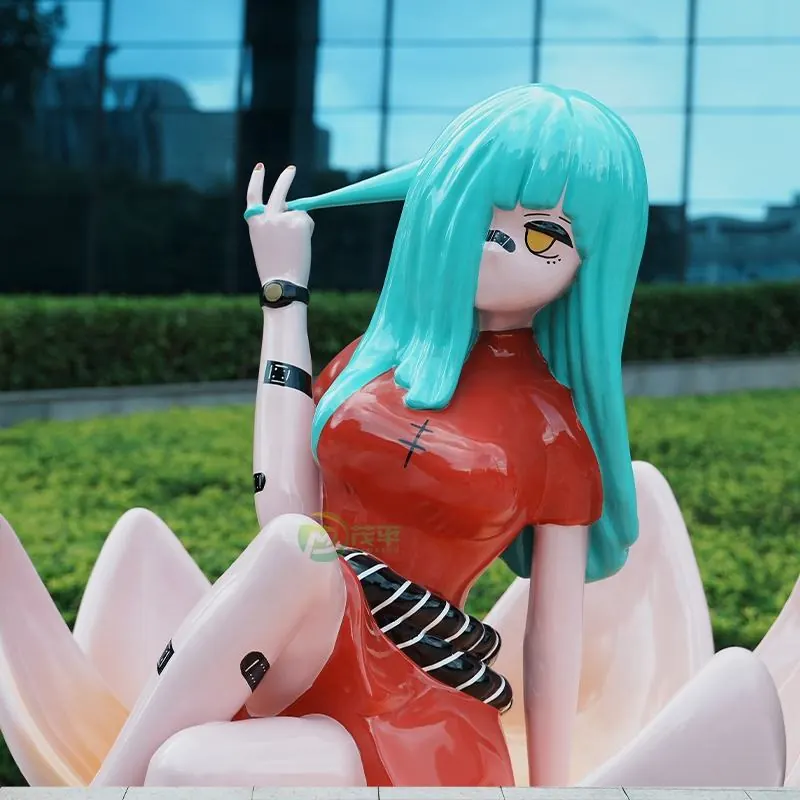 Cartoon Girl Lotus Sculpture