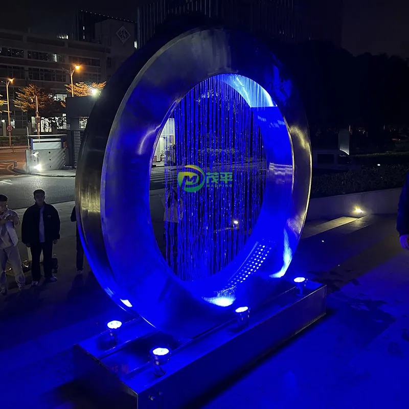 Circular Fountain Stainless Steel Sculpture