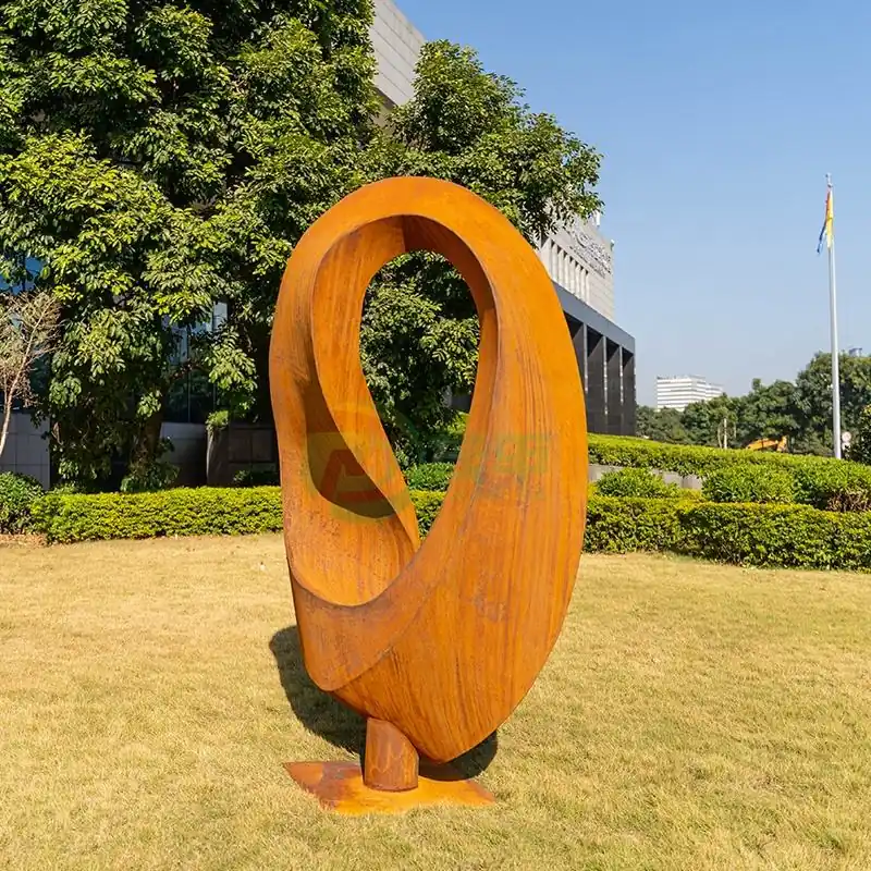 Abstract Ring Corten Steel Sculpture