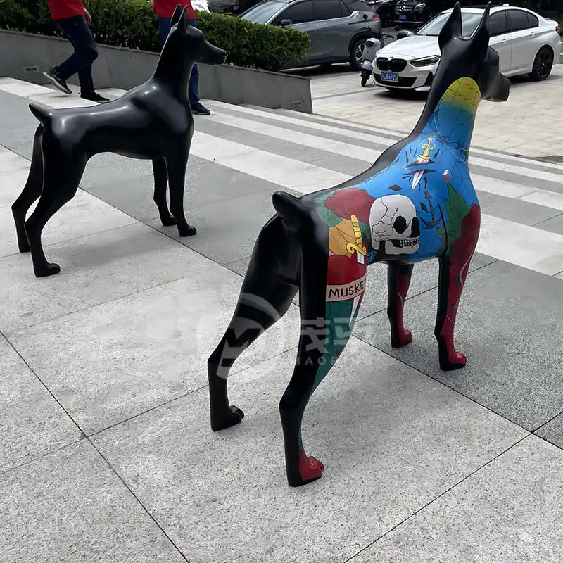 Fiberglass Abstract Art Dog Sculpture