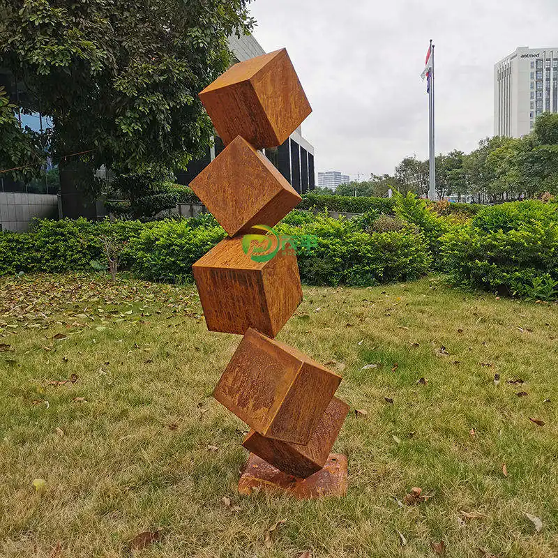 Geometric Corten steel sculpture