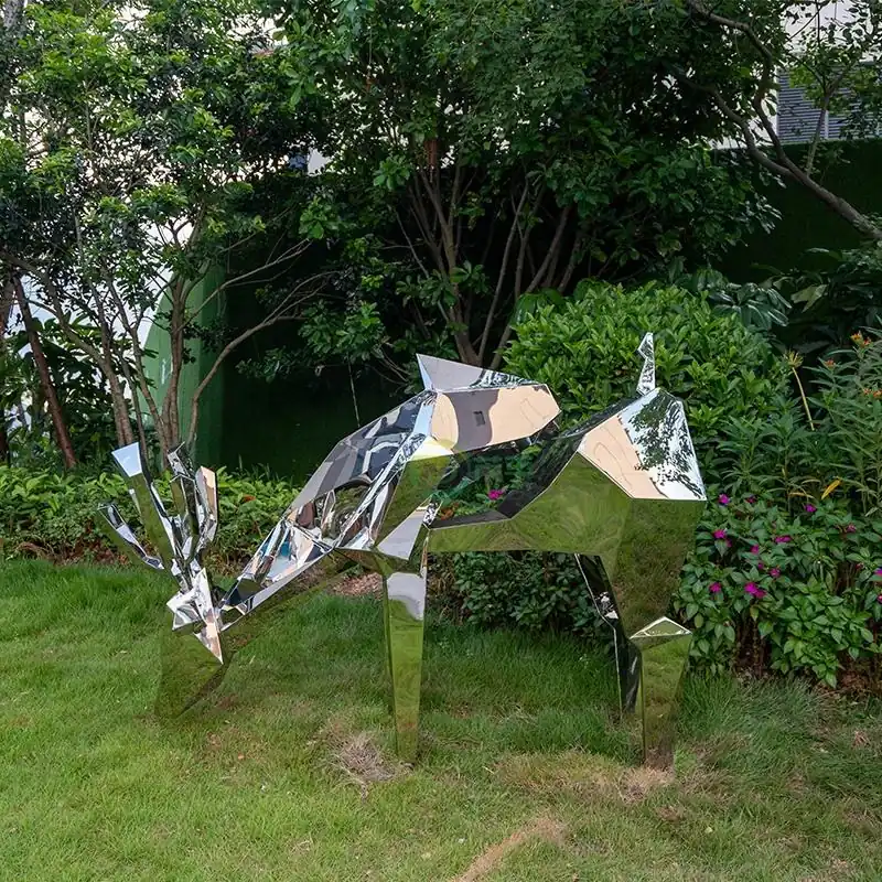 Geometric Deer Abstract Stainless Steel Sculpture
