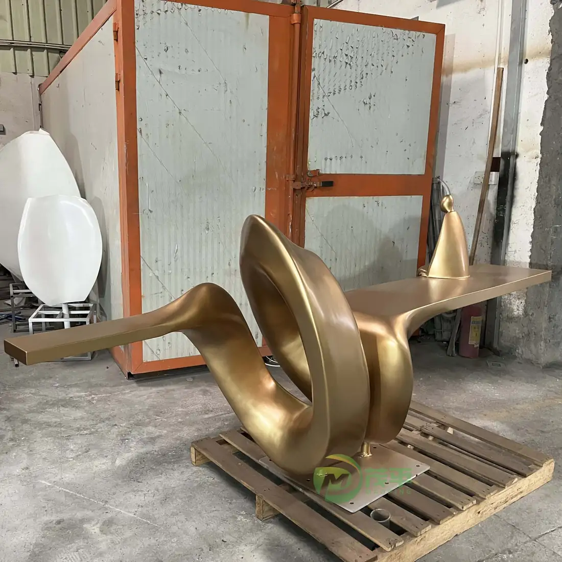 Gold Abstract Stainless Steel Sculpture