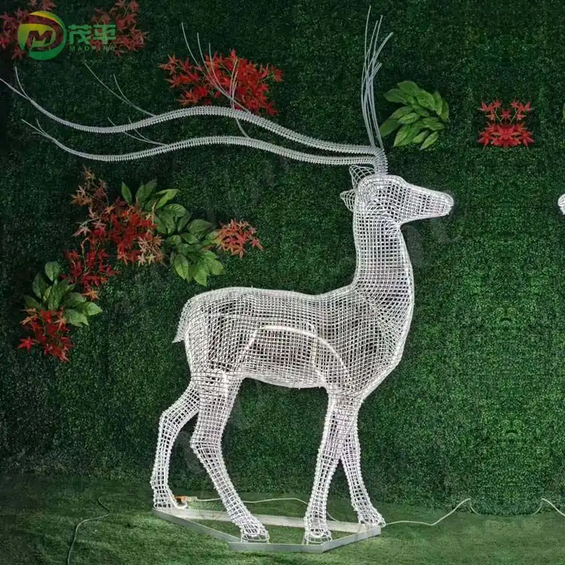 Hollow White Animal Deer Horse Stainless Steel Sculpture