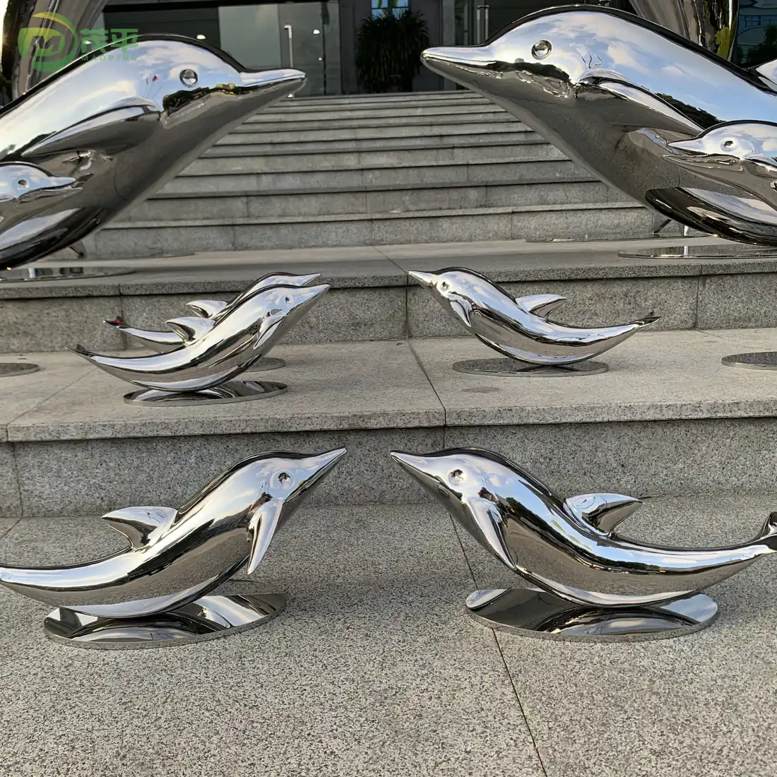 Jumping Swimming Dolphin Stainless Steel Sculpture
