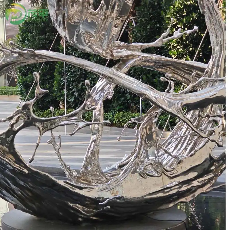 Large Metal Spray Stainless Steel Sculpture