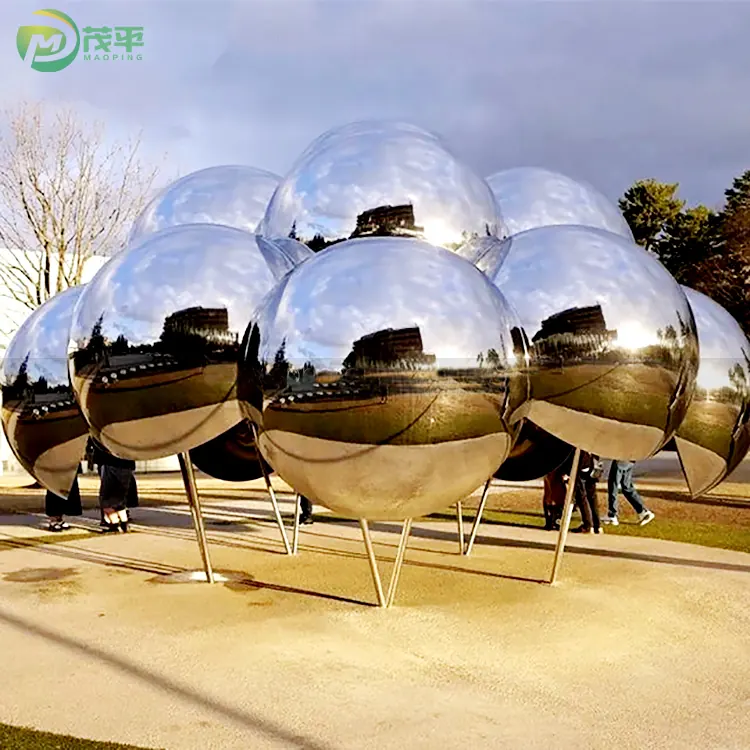 Large Mirror Stainless Steel Sphere Sculpture
