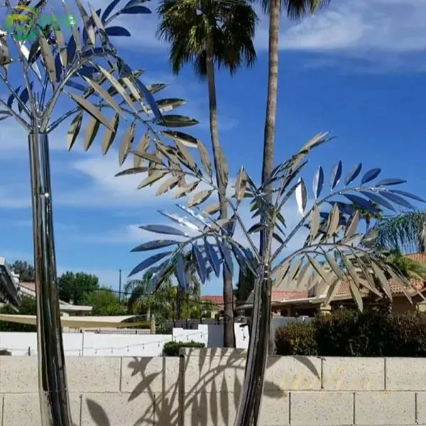 Large Outdoor Metal Palm Stainless Steel Sculpture