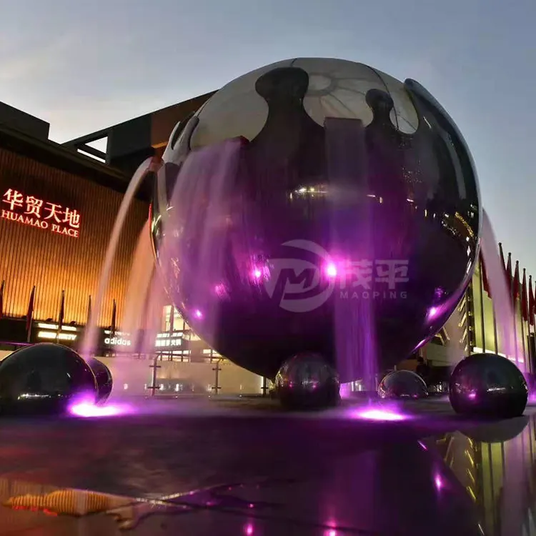 Large Stainless Steel Fountain Ball