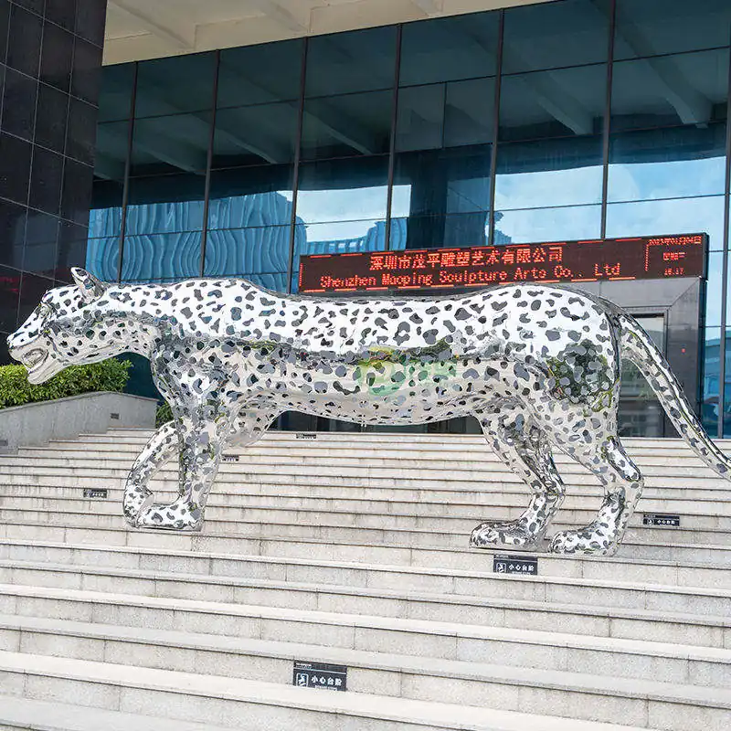 Leopard Stainless Steel Sculpture