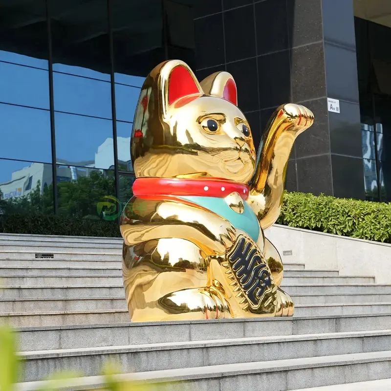 Lucky Cat Stainless Steel Sculpture