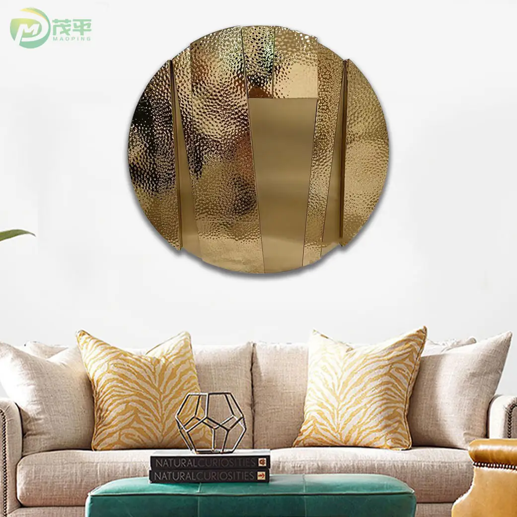Gold Round Mirror Wall Sculpture