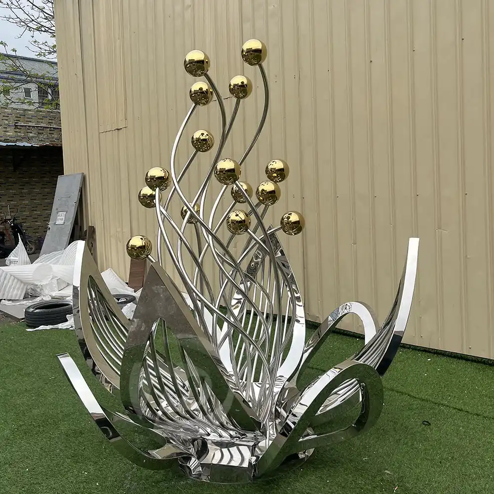 Metal flower stainless steel sculpture