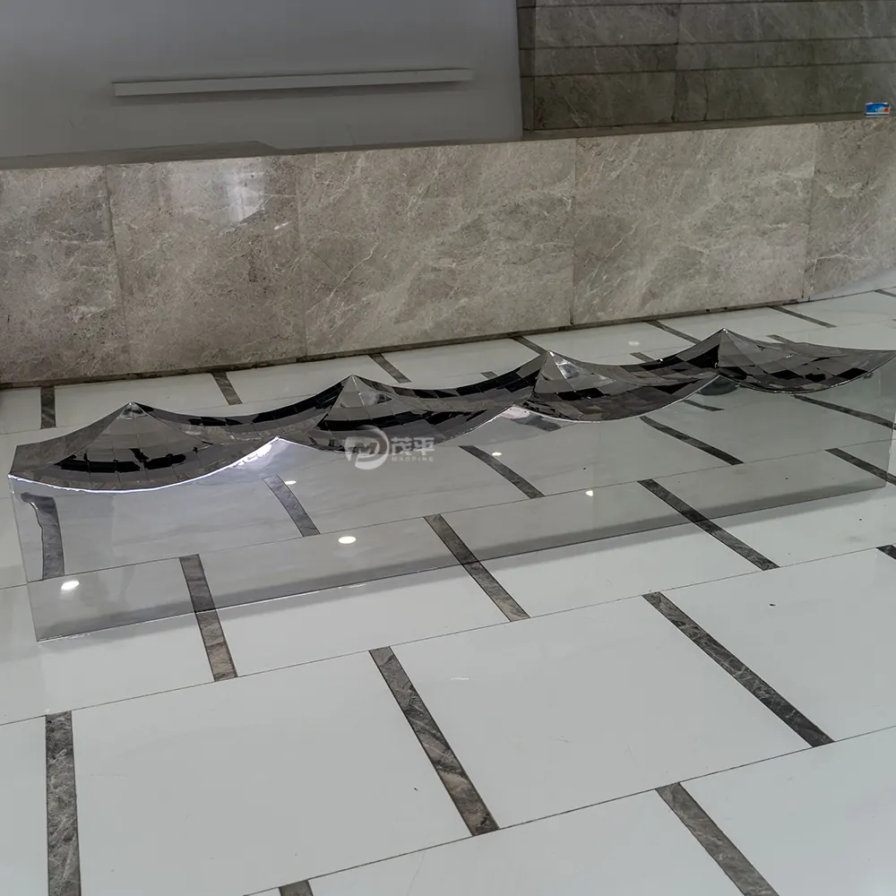 Mirror Metal Wave Bench Creative Stainless Steel Sculpture