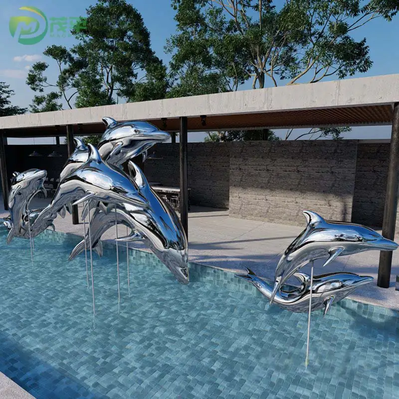 Mirror Polished Dolphin Stainless Steel Sculpture