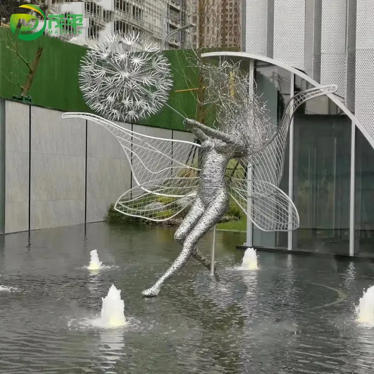 Modern Dandelion Girl Elf Stainless Steel Sculpture
