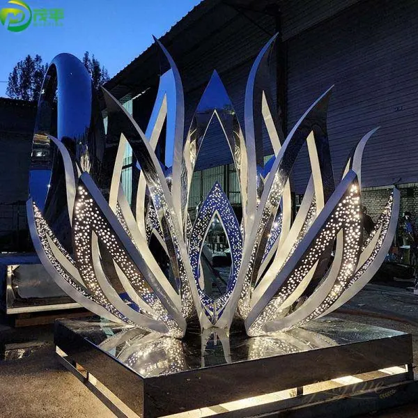 Modern Metal Lotus Flower Sculpture