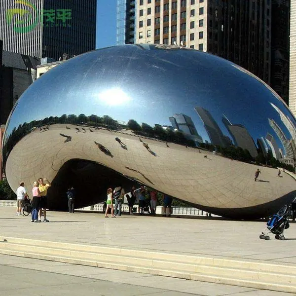 Modern Polished Bean Stainless Steel Sculpture