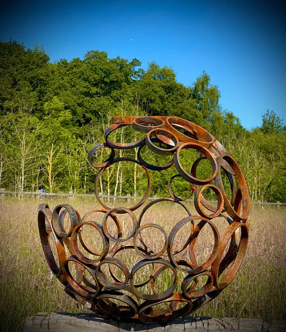 Moon Circle Sphere Corten Steel Sculpture