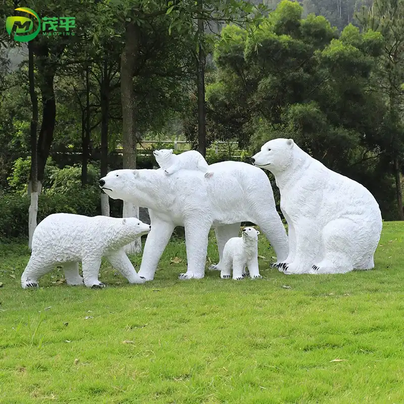 Fiberglass polar bear sculpture